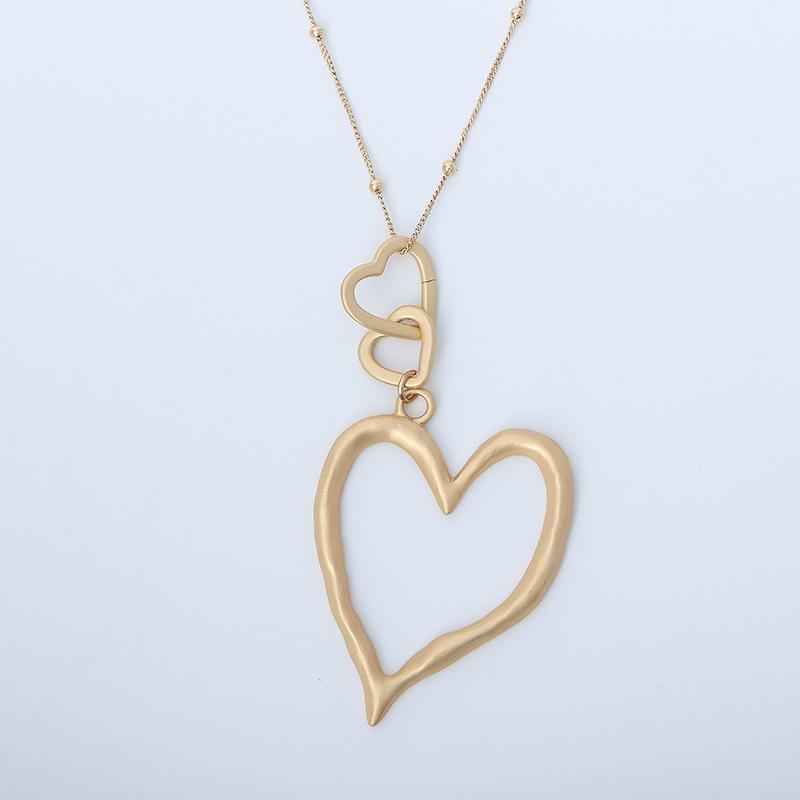 Necklace Fashion Love Heart Pendant Long Necklace Women S Metal Sweater Chain