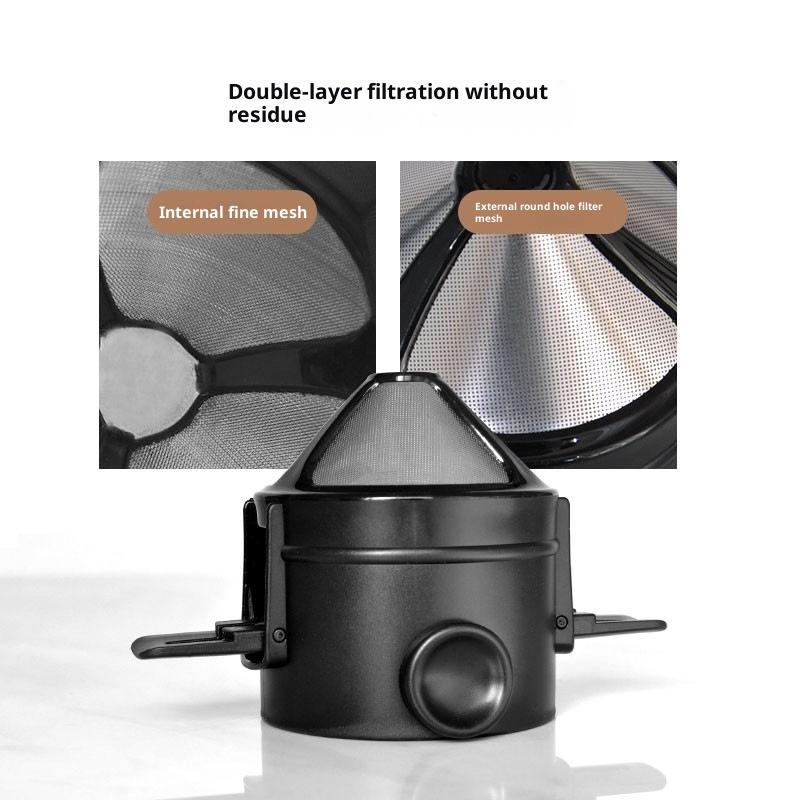 Tazza Filtro Caffè Portatile Pieghevole Riutilizzabile Dripper con Rete a Doppio Strato per Pour Over Senza Carta Filtro Viaggio Espresso