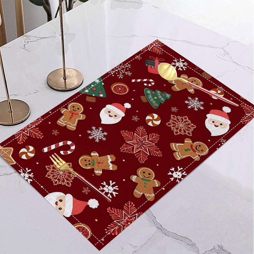 Christmas Gingerbread Man Placemats Holiday Table Home Kitchens for Christmas Halloween Thanksgiving and New Year Decorations