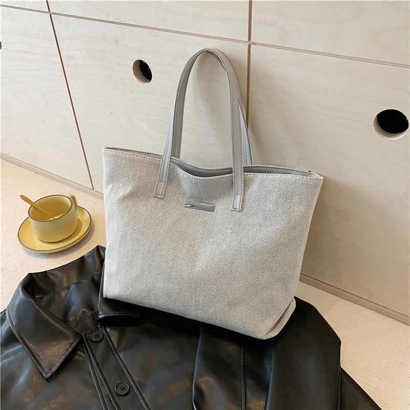 Stylish Large Capacity Tote Bag For Women 2024 New Color Block Canvas Shoulder Bag