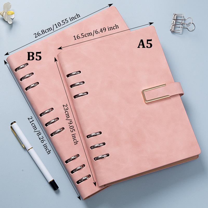 A5/B5 Detachable Metal Clip Loose Leaf Retro Notebook 100 Sheets/Book PU Hardcover Writing Diary Office Conference Study CS-021