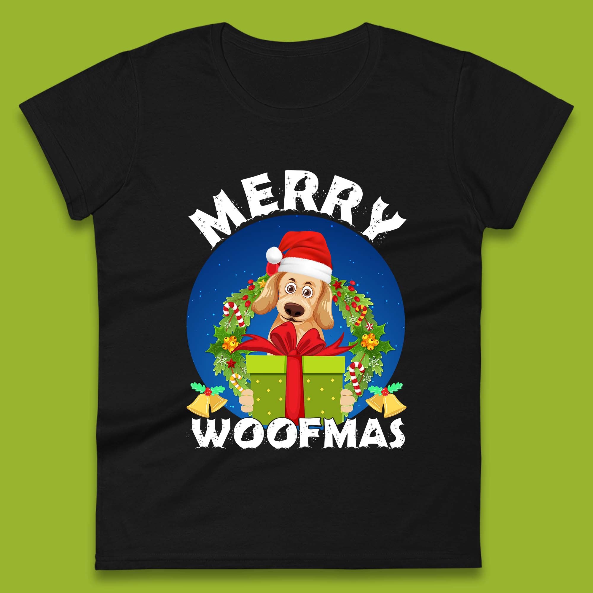 Merry Woofmas Christmas Womens T Shirt Mens Tops Tees Unisex Golden Retriever Dog Top S