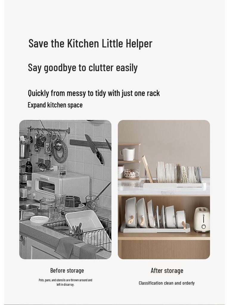 Telescopic Multi-Function Kitchen Rack for Pots, Lids, and Plates