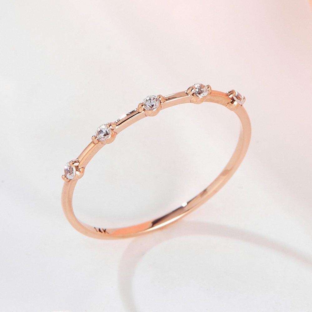 

[Bnbgold] 14K Five Mini Cubic Zirconia Ring Srs41592 14K white gold / Size: 06