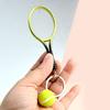 Keychain Tennis Racket Plush Ball Key Chain with Mini Pendant Metal Ring Compact Portable Sports Decoration