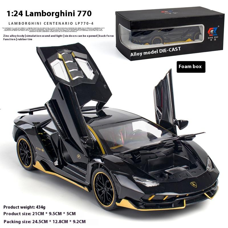 1/24 Scale Lamborghini LP770-4 Super Muscular Sports Car Alloy Metal Diecast Computer Desktop Ornament Automotive Interior Gift Box