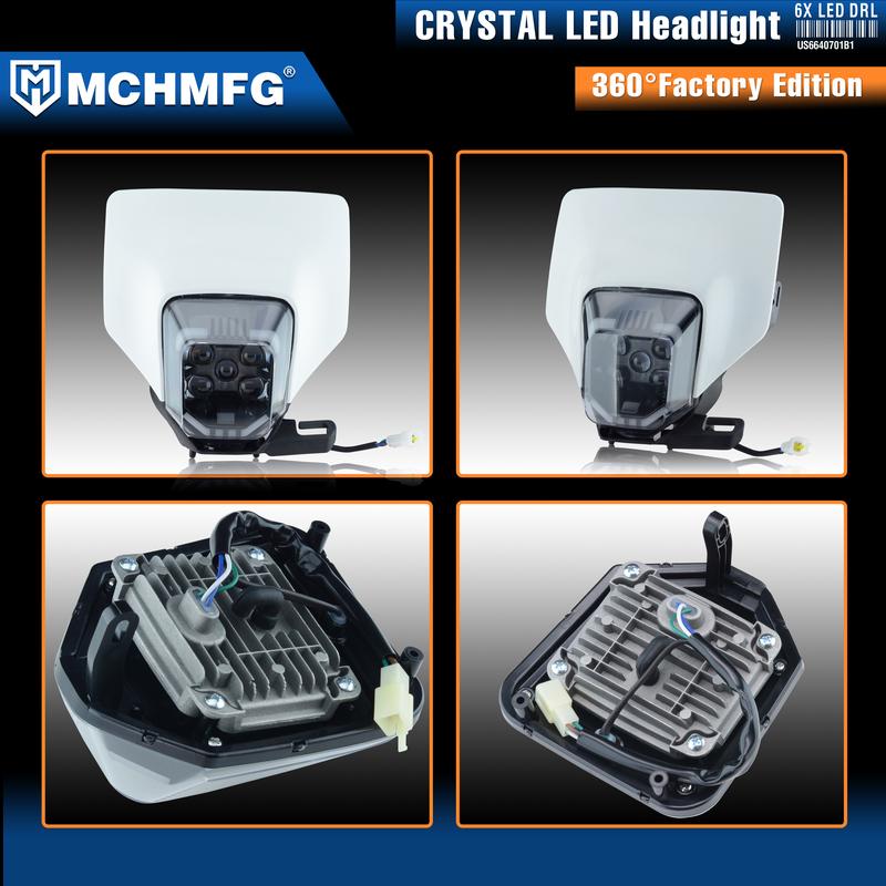 MCHMFG Motorcycle LED Headlight Headlamp For Husqvarna FC TC FE TE 2017- Motorcycle Enduro Head Light Low High Beam
