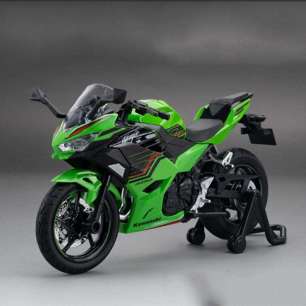 1:12 Kawasaki Ninja 400 Zx6r Alloy Motorcycle Diecast Model Miniature Toys Car Front Wheel Steering With Light Vehices Boy Gifts
