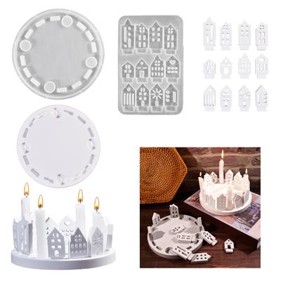 Hollow Out House Candlestick Mold Silicone Candle Holder Mould Easy To Demold Aromatherapys Mould Gypsum Home Ornaments
