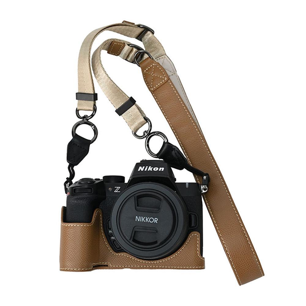 Z50II PU kůže s potiskem dlaně Poloviční pouzdro na fotoaparát pro Nikon Z50II Otevírání baterie Spodní kryt s popruhem na krk