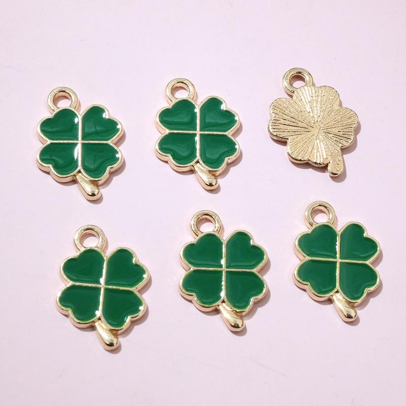 20pcs 18x12mm Enamel Clover Charms Pendant Alloy Metal DIY Jewelry Making Accessories Findingsn for Bracelet Earrings Necklace