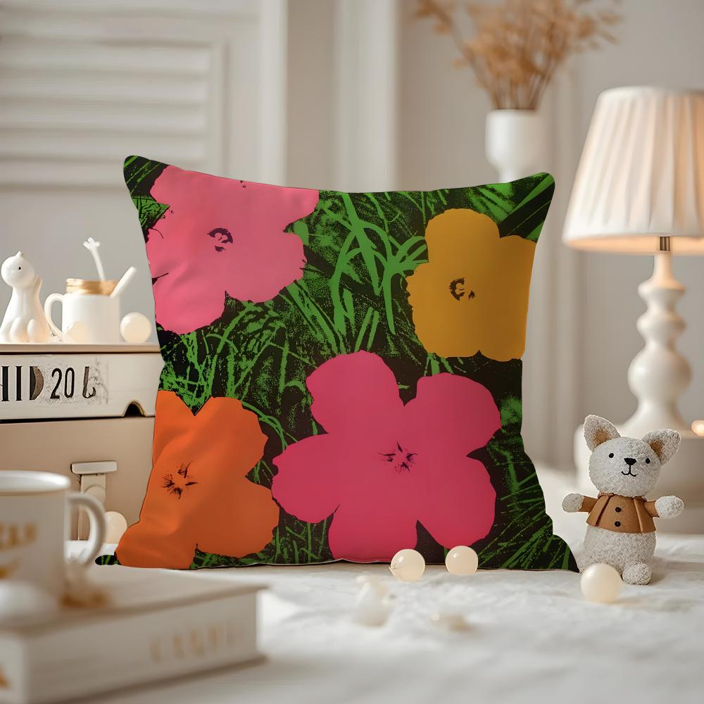 AAndy WWarhol Art Cushion Cover Antidustmite Pillowcase Invisible Zipper Silky Short Plush Sofa Cushion Cover