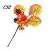Pumpkin And Berry Centerpiece Autumn Flower Bouquet, Artificial Fall Floral Picks with Maple Leaves Pumpkins Orange Yellow Berries Pine Cones