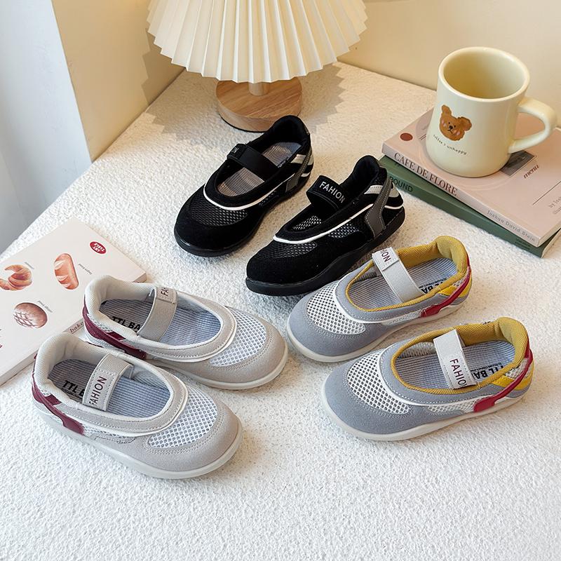 Korean Children's Shallow Mesh Upper German Training Shoes, New Summer Girls' One-legged Casual Forrest Gump Shoes