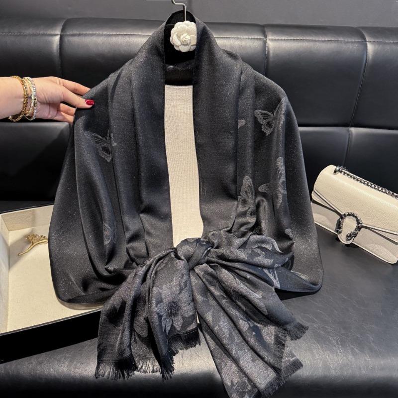 New Spring and Summer Silver Silk Shawl Outer Silk Scarf High Fashion Long Scarf Shawl Beach Scarf Scarf