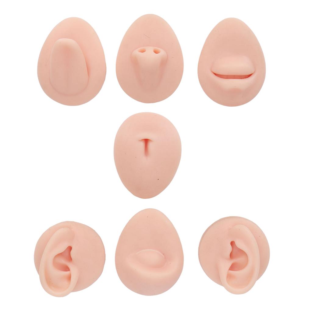Body Piercing Practice Model Simulation Silicone Ear Eye Nose Mouth Tongue and Belly Button Model for Novice Piercer