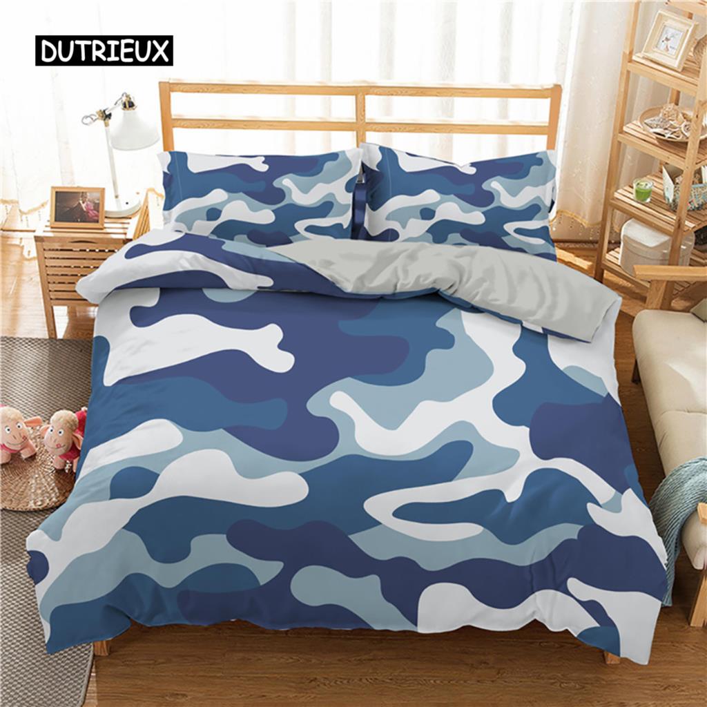 Kamuflasje Sengetøy Sett Gutt Tenåring Barn Abstrakt Dynetrekk med Putetrekk King Queen Twin Størrelse Polyester Dynetrekk 2/3 stk