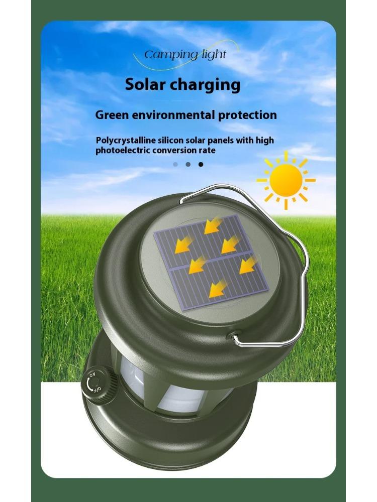 Portable Solar Camping Lantern LED Cold and Warm Dimming 3 Lighting Modes Camp Light Outdoor Hiking Climbing Camping Tent Lamp