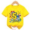 Pikachu ShortSleeve Kids Cotton TShirt Summer Pokémon Boys Girls Cute Versatile Casual LooseFitting Top Number 19gift