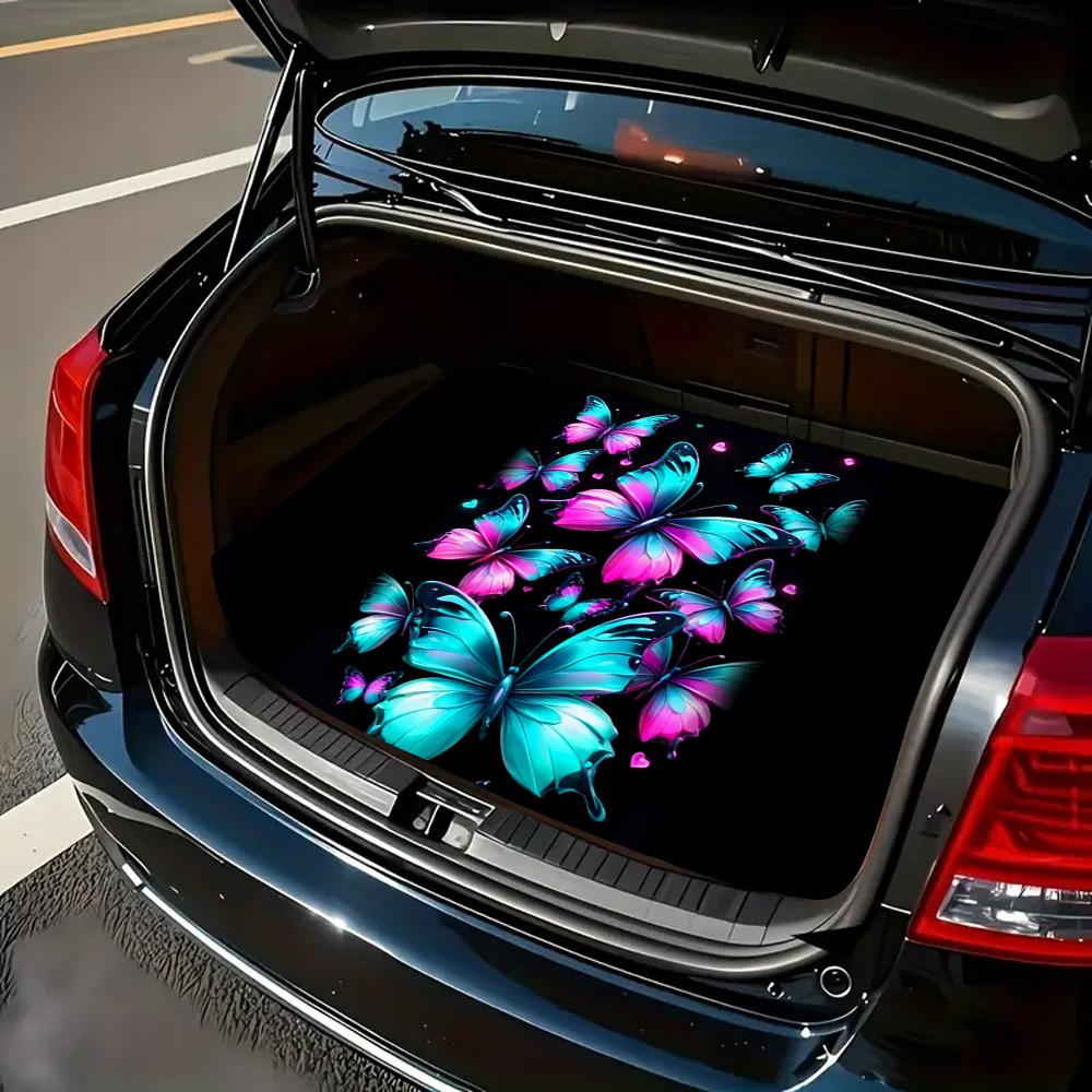1Pcs Dreamy Iridescent Butterfly Car Trunk Mat with Anti Slip Cargo Liner Waterproof Rear Storage Protector Floor Mat for SUV Se
