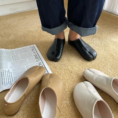 Bailamos Women Flats Tabi Ninja Moccasins Round Split Toe Shallow Lazy Slip On Slingback Mules Leather Shoes Soft Loafers Slip