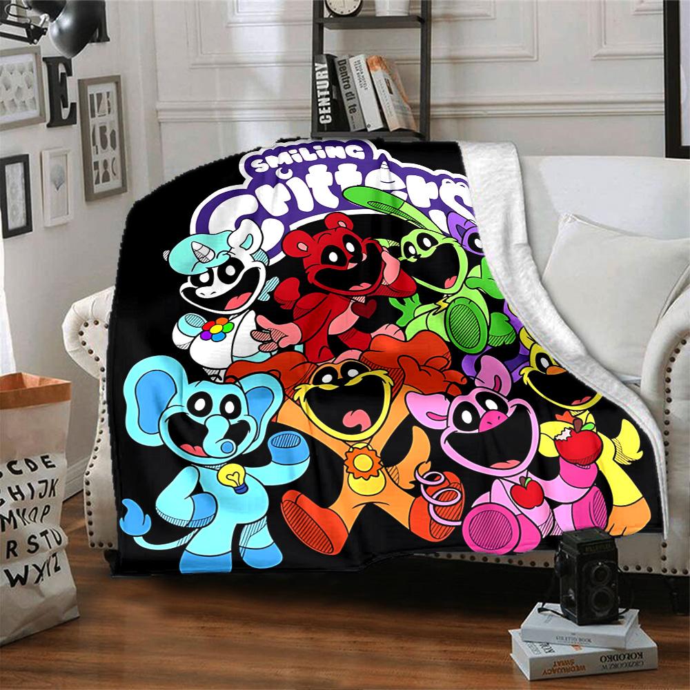 1pc Critters Adventure Flannel Blanket,Ultra Soft Warm Plush Throw for Home Bedroom Bed Sofa Cover Camping Picnic gift Y72447