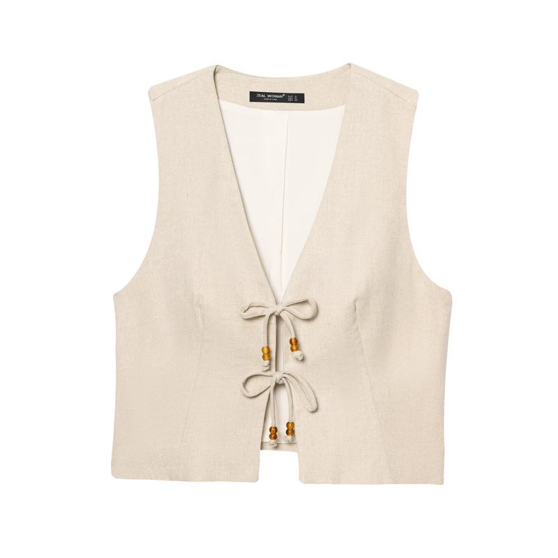 

Kaslead Новое поступление Женский модный стиль Жилет из смесовой ткани с бисером Полукюлоты 3431998 3390998 Tops XS