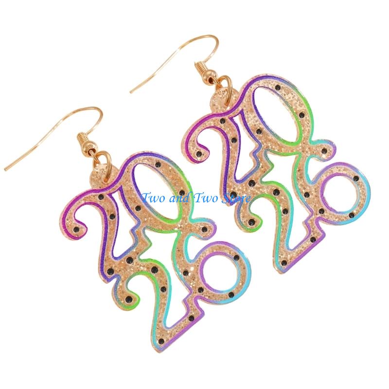 HX6F Creative 2026 Theme Earrings Acrylic Texture Geometric Earrings Ear Jewelry Suitable for Elegant Women Daily Wear