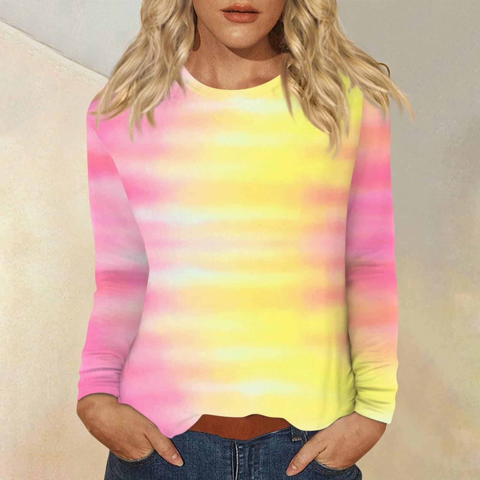 

Женский повседневный топ с длинным рукавом и принтом, с круглым вырезом XL жёлтый