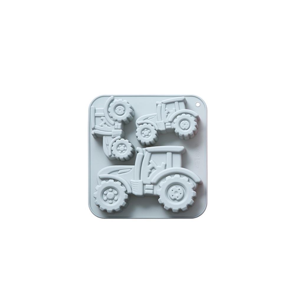3-Cavity Tractor-Shaped Silicone Cookies Mold Heat/Cold Resistant Farm Theme Fondant Cake Mold Easy De-molding Resilient