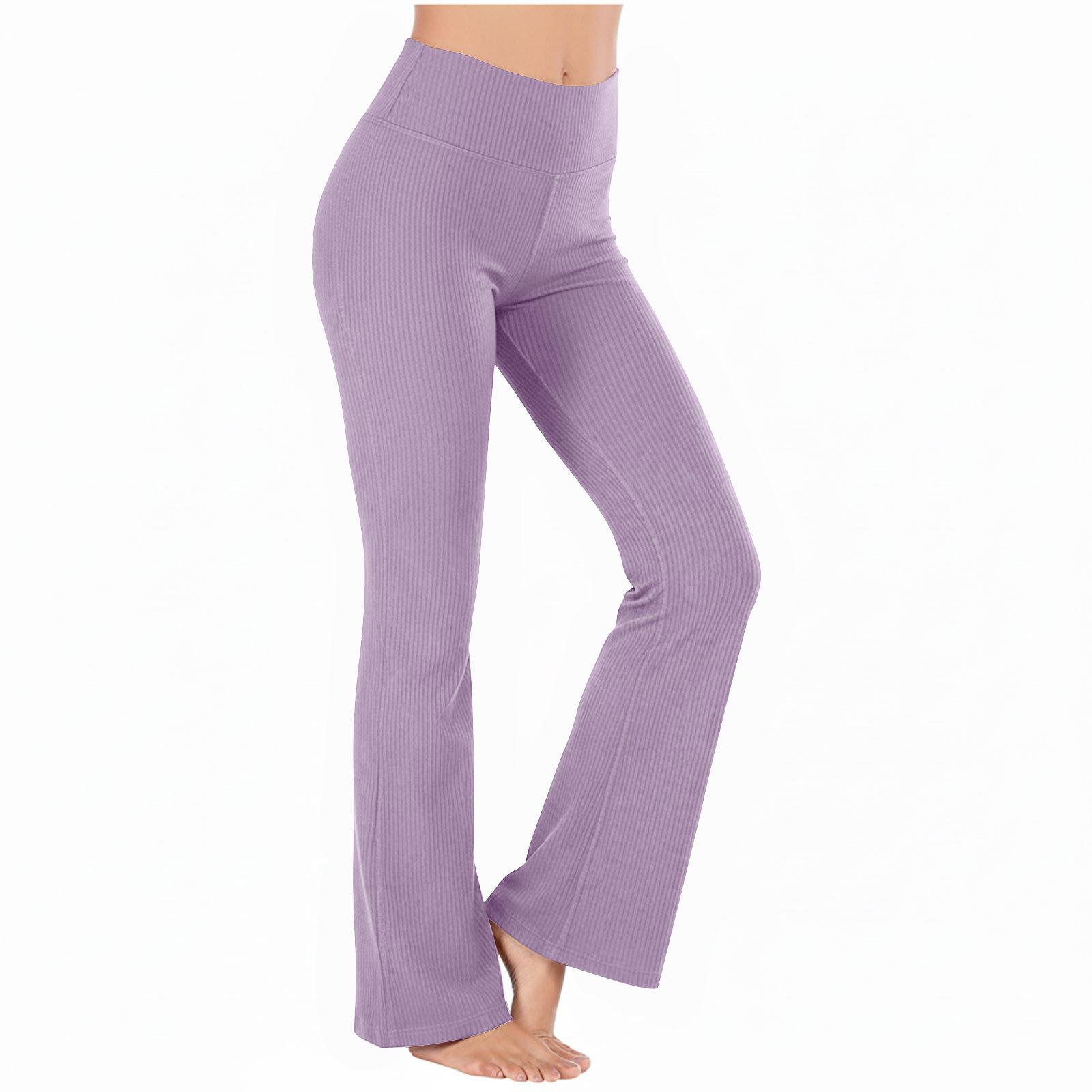 

Women’s High Waist Flared Leg Yoga Pants Stretchy Athletic Fitness Trousers with Hip Lifting Design for Workout and Daily Wear M фіолетовий