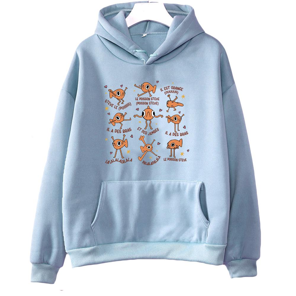 Le Poisson Steve Funny Fish Meme Hoodies Fashion Harajuku Humor Graphic Sweatshirts Men Women Oversized Casual Creative Pullover