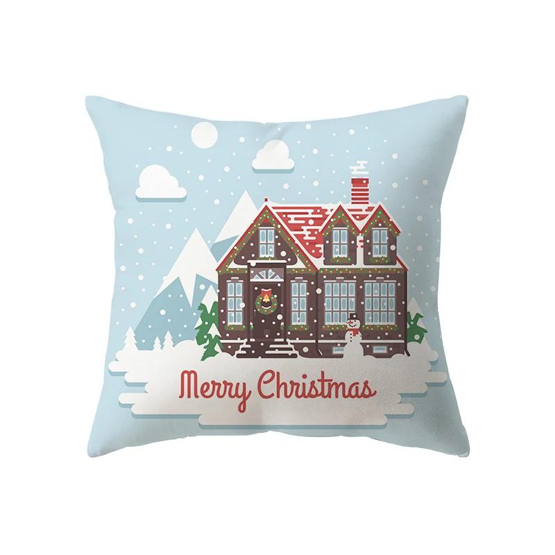 Merry Christmas Cute Santa Claus Print Pattern Cushion Cover Home Living Room Sofa Decoration Square Pillow