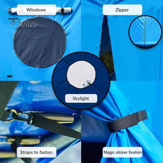 Trampoline Rainproof Cover 6/8/10FT Tent UV Resistant Waterproof Oxford Cloth Universal 6 Straight Poles Round Sunshade Sun Protection Outdoor