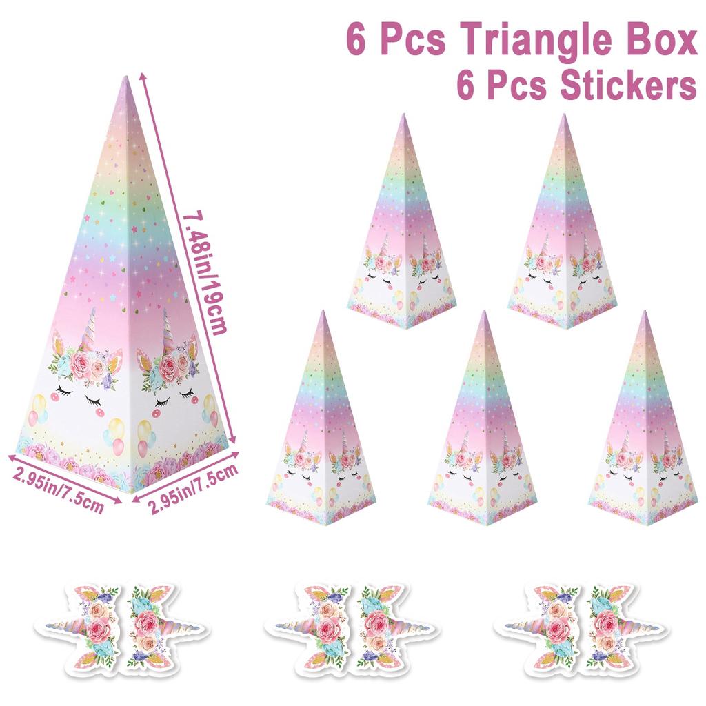 Butterfly Triangle Candy Box Strawberry Unicorn Engineering Vehicle Farm Animal Birthday Party Decor Birthday Gift Packaging Box