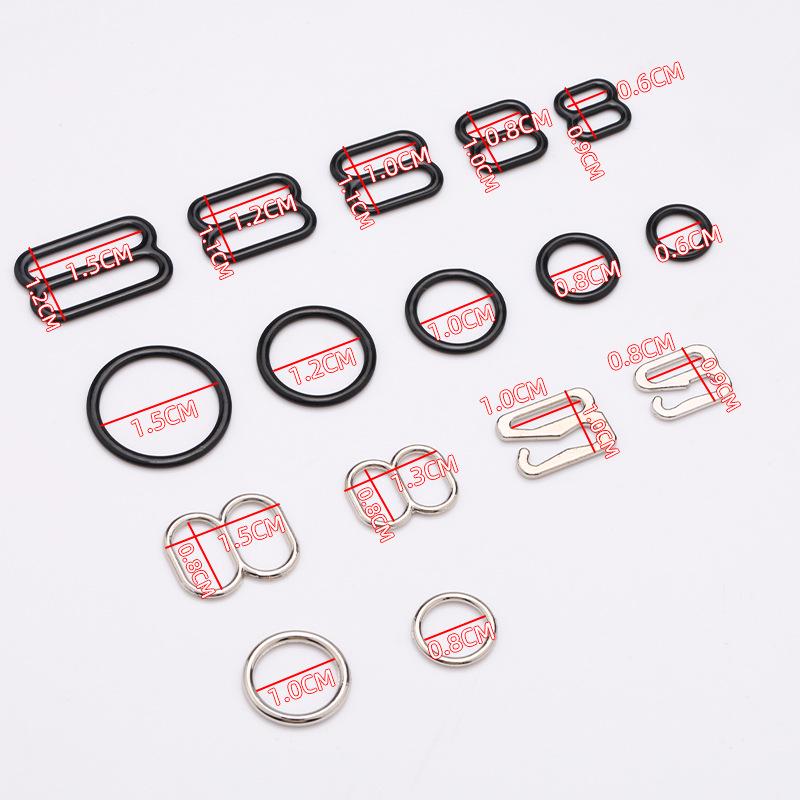 Rubber-Coated Alloy Bra and Swimsuit Strap Adjustment Buckles with O-Ring.