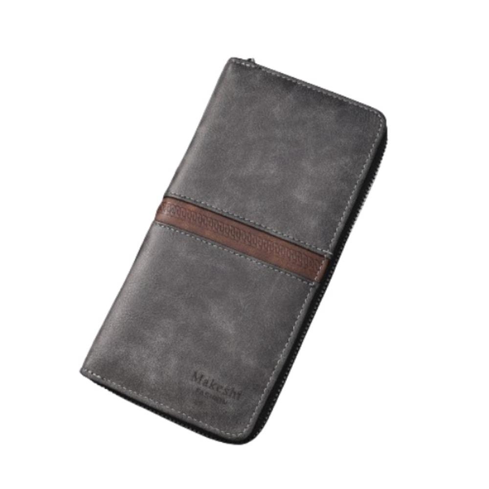 

Винтажная сумка-холдер для визиток на молнии, мужской длинный кошелек, винтажный кошелек для монет, унисекс чёрный