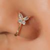 Vintage Goldfarbe Drache Schmetterling Fake Nasenring für Frauen Afrika Kupfer Helix U-Form Faux Nasenring Piercing Körperschmuck