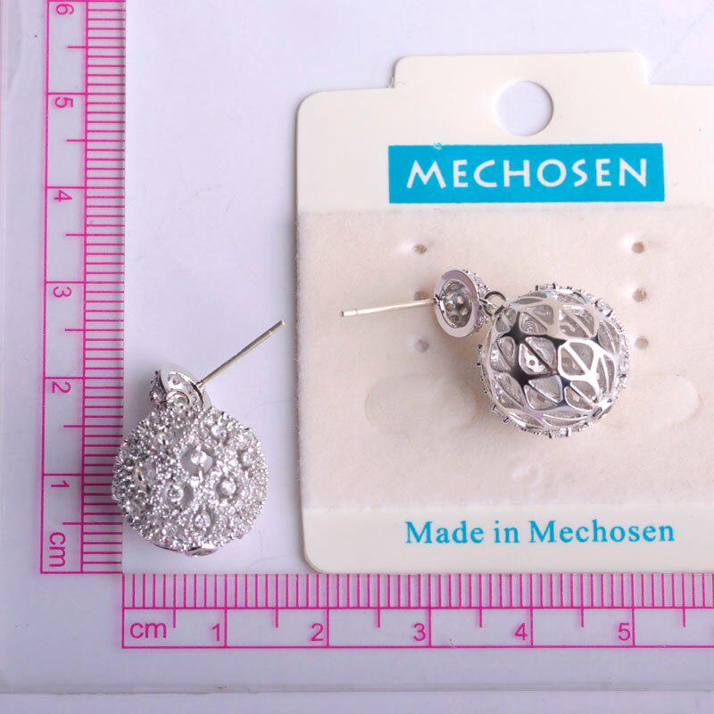 Buy MECHOSEN Luxury Zircon Hollow Ball Stud Earrings Women Shinning ...