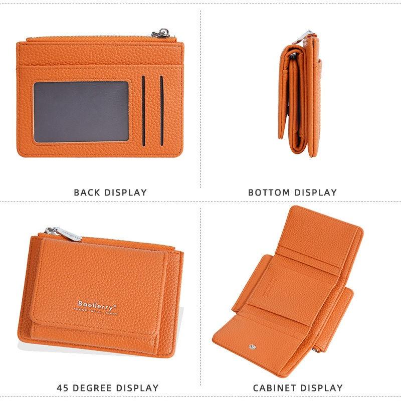 Baellerry Women Tri-fold Short Wallets Artificial Leather Fashion Zipper Coin Purse Card Holder