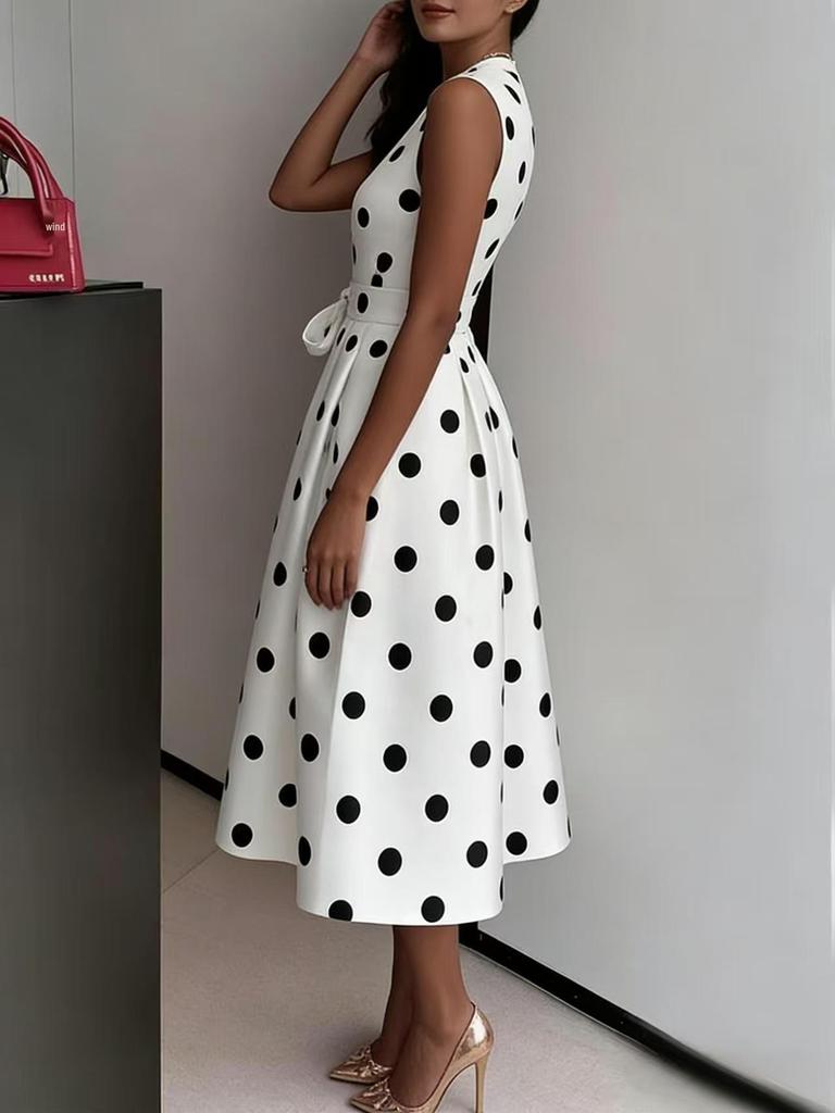 Europäisches und Amerikanisches 2026 Sommer Polka-Dot Retro-Kleid - Taillenbetonender Schlankmacher-Rock für Damen
