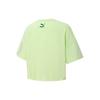 Puma Glamping Ss Crop Tee With Breathable Solid Color Embroidered Logo Women Tops Aqua 536880-36