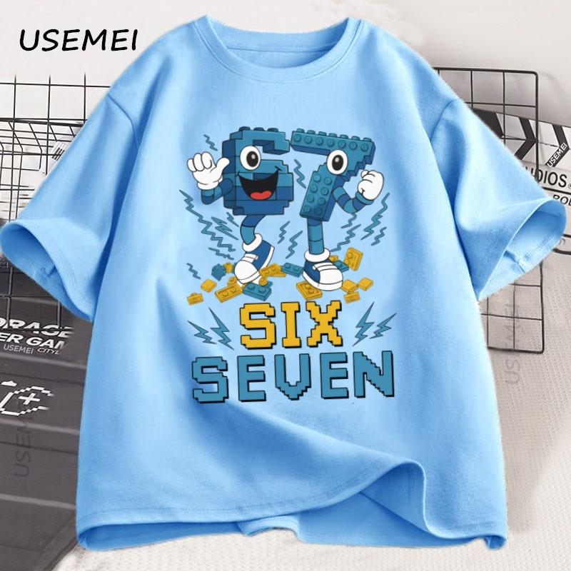 Summer Funny Six Seven T-shirt Cotton Short-sleeve Tshirt Gen Harajuku Streetwear Men Women Tees