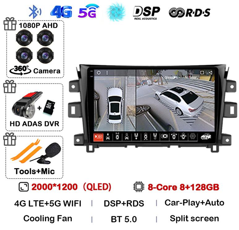 Android 14 Carplay Auto 360 Cameră Pentru Nissan NAVARA Frontier NP300 2011 - 2018 Multimedia Video Player GPS Radio Auto DSP Stereo