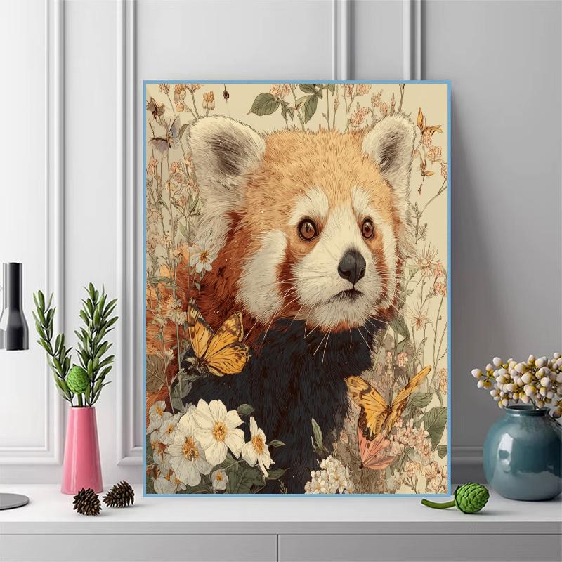 Red panda and flowers Pattern 3pcs 100% Round Full Drill 5D DIY Diamond Painting Embroidery Cross Stitch Rhinestone Décor