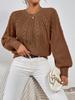 Women's Round Neck Cable Knit Sweater - Long Sleeve, Solid Color, Autumn Winter Versatile Pullover.