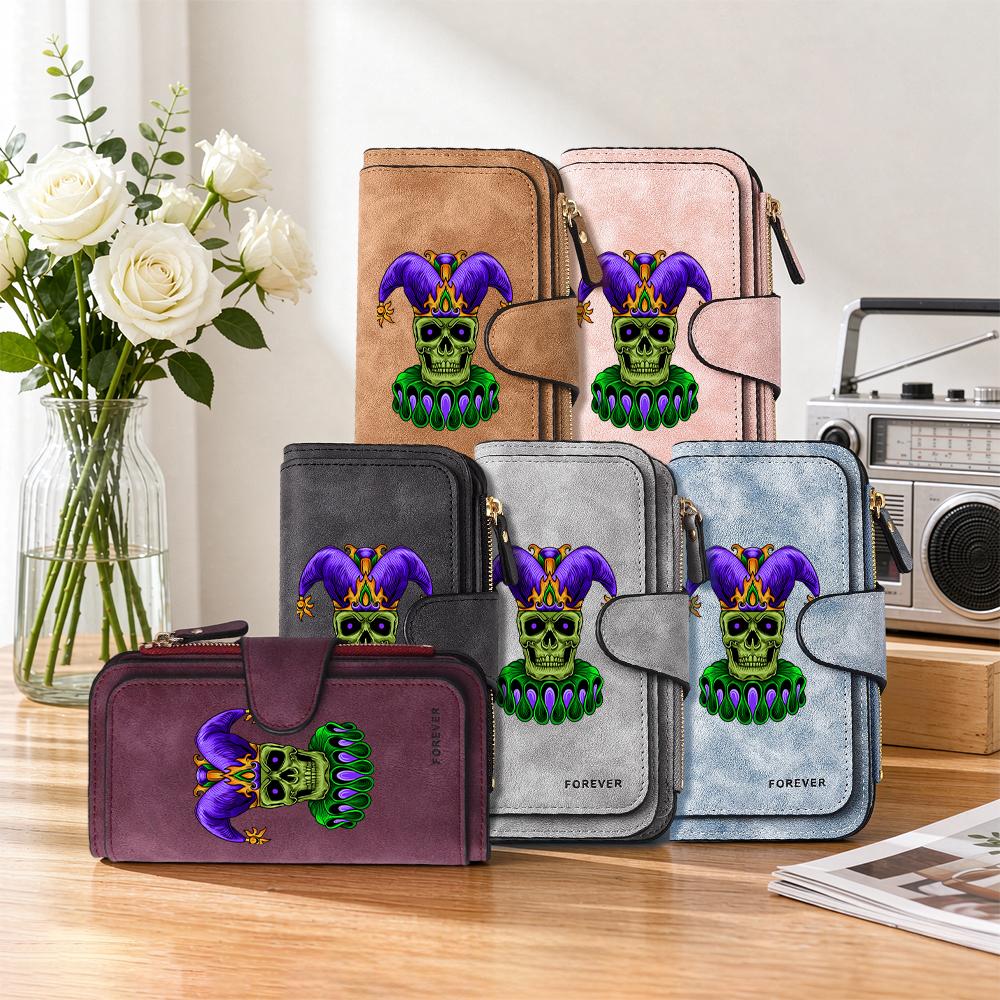 Gothic Clown Skull Purse Multifunctional Long Wallet