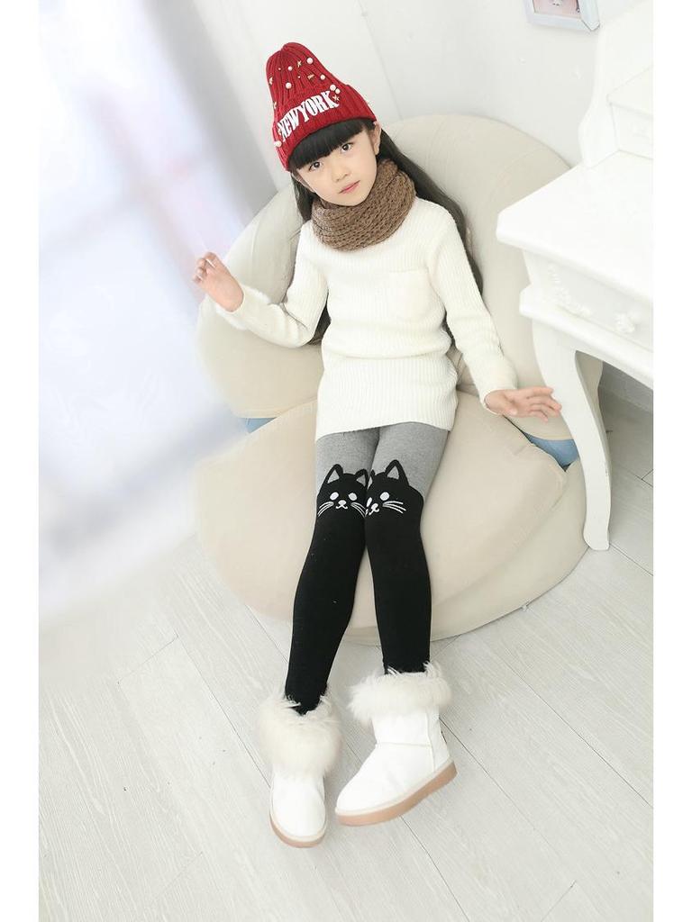 Girls' Thickened Terry Cotton Leggings: Autumn & Winter Pantyhose for Ages 3-7