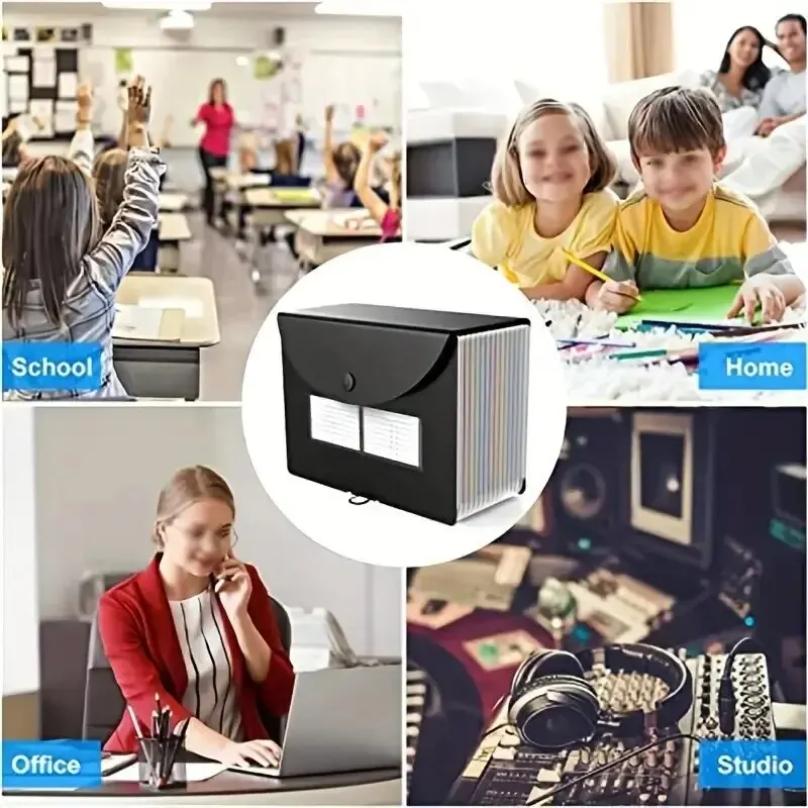 Expanding File Folder 13/25 Pockets A4 Size Filing Folder Organizer Large Capacity Portable Accordian File Box for Classroom