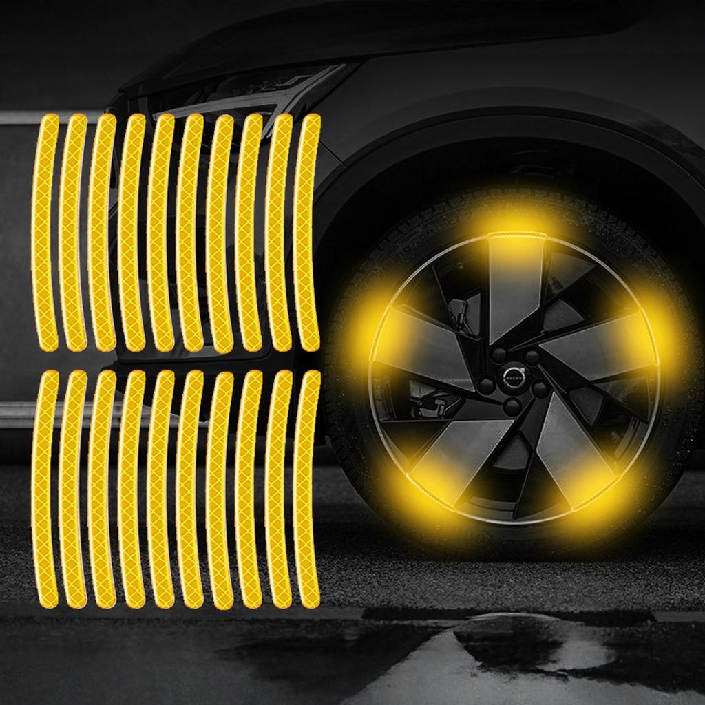 20 Stück Auto Radnaben Reflektierender Aufkleber Reifenfelge Reflektierende Streifen Leuchtend für Auto Fahrrad Motorrad Radaufkleber